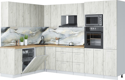 Кухонный гарнитур Interline Мила Лайт 1.896х2.98  (дуб белый/дуб белый/дуб бунратти)