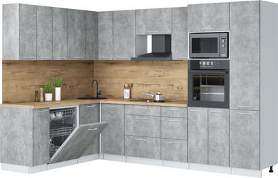 Кухонный гарнитур Interline Мила Лайт 1.896х2.98 (бетон/бетон/дуб бунратти)