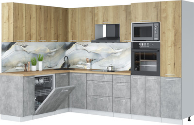 Кухонный гарнитур Interline Мила Лайт 1.896х2.98 (дуб золотой/бетон/дуб бунратти)