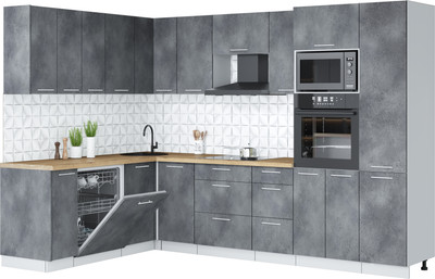 Кухонный гарнитур Interline Мила Лайт 1.896х2.98  (бетон портленд/бетон портленд/дуб бунратти)