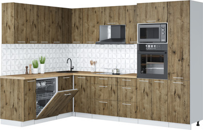 Кухонный гарнитур Interline Мила Лайт 1.896х2.98 (дуб веллингтон/дуб веллингтон/дуб бунратти)