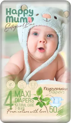 Подгузники детские Happy Mum 4 7-18кг (50шт)