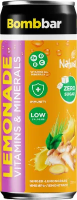 Энергетический напиток Bombbar Vitamins & Minerals Имбирь и лемонграсс (12x330мл)
