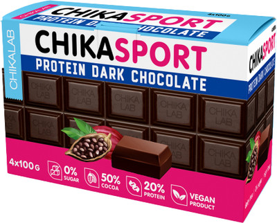 Протеиновый шоколад Chikalab Темный веган (4х100г)