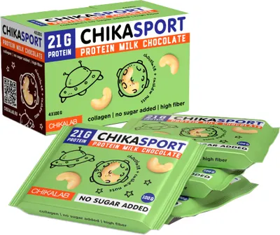 Протеиновый шоколад Chikalab Молочный с кешью (4х100г)