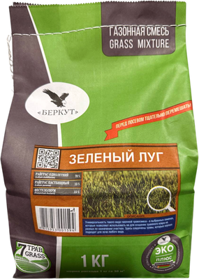 Семена газонной травы БЕРКУТ Эко Плюс Зеленый луг (1кг)