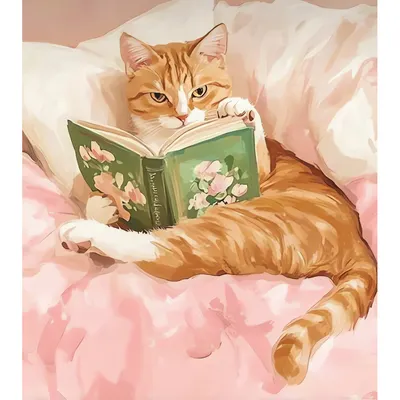 Картина по номерам Флюид Кот с книгой / HR0767