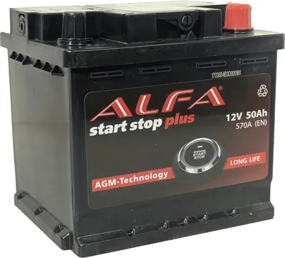 Автомобильный аккумулятор ALFA battery AGM R+ 570A / AGM-L1 (50 А/ч)