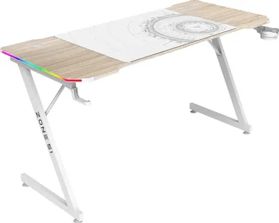 Геймерский стол Zone 51 Trine 140 RGB / Z51-T4R-WD (дерево/белый)