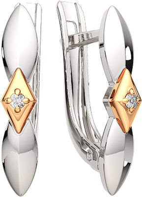 Серьги из серебра ZORKA 03D0006.G14K (с золотой вставкой и бриллиантами)