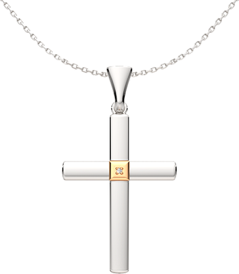 Колье из серебра ZORKA 05D0027.G14K (50см, с золотой вставкой и бриллиантом)