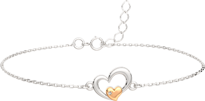 Браслет из серебра ZORKA 06D0159.G14K (19см, с золотой вставкой и бриллиантом)