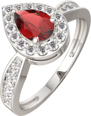 Кольцо из серебра ZORKA 02S5042.ZZ (р.17.5, с гранатом и фианитами)