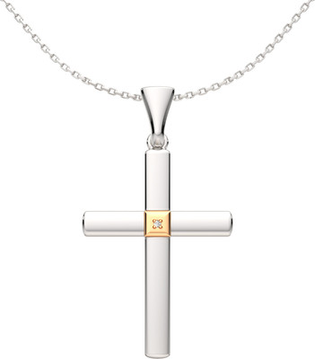 Колье из серебра ZORKA 05D0027.G14K.REL (с цепочкой 50см, золотой вставкой и бриллиантом)