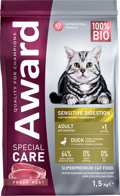 Сухой корм для кошек Award Special Care Sensitive Digestion (1.5кг)