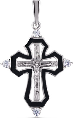 Крестик из белого золота Кристалл CI62400226773