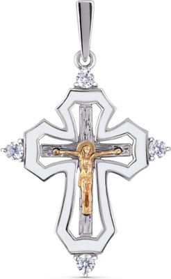 Крестик из белого золота Кристалл CI62300226773