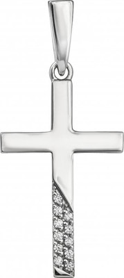 Крестик из белого золота Кристалл CL53000226773