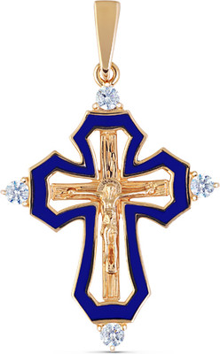 Крестик из желтого золота Кристалл CI62000226773