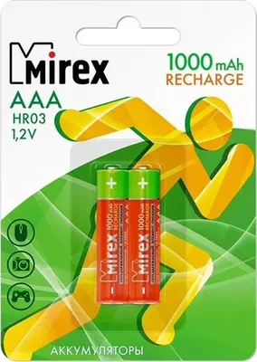 Комплект аккумуляторов Mirex NiMH ААА 1000мАч / 23702-HR03-10-E2 (2шт)