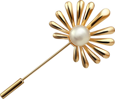 Брошь из желтого золота Кристалл CK44500226773 (с жемчугом)
