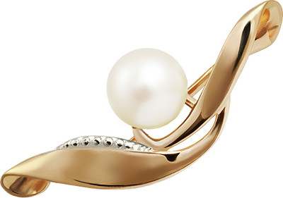 Брошь из желтого золота Кристалл CJ98500226773 (с жемчугом)