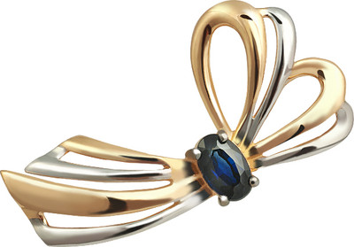 Брошь из желтого золота Кристалл CJ78700226773 (с сапфиром)