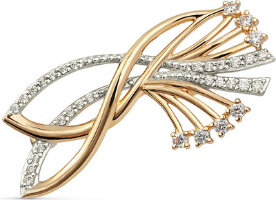 Брошь из желтого золота Кристалл CJ01100226773 (с фианитом)