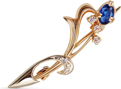 Брошь из желтого золота Кристалл CA69200226773 (с сапфиром и фианитом)