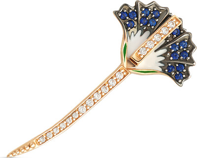 Брошь из желтого золота Кристалл CH39300226773 (с сапфиром и фианитом)