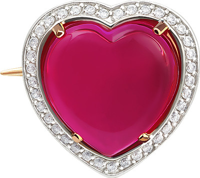 Брошь из желтого золота Кристалл CJ09900226773 (с рубином и фианитом)