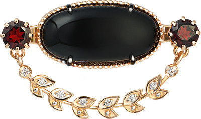 Брошь из желтого золота Кристалл CJ12700226773 (с агатом, гранатом и фианитом)