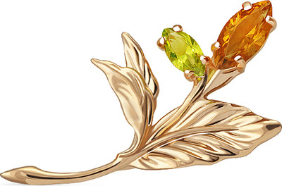 Брошь из желтого золота Кристалл CJ60400226773 (с наноситалом)