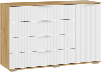 Комод ТриЯ Хилтон комбинированный (дуб крафт золотой/белый матовый)