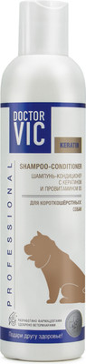 Шампунь для животных Doctor VIC С кератином и провитамином В5 для короткошерстных собак (250мл)