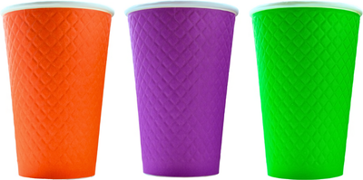Набор бумажных стаканов Суперпак Waffle Color двухслойные 400мл (25шт)