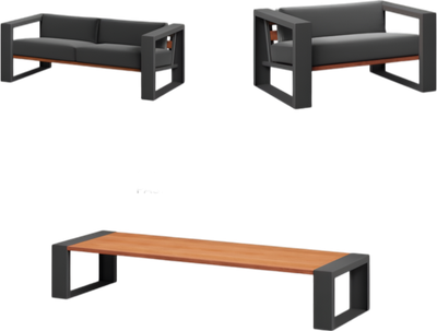 Комплект садовой мебели SCANDINAF Для террасы (темно-серый)