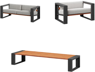 Комплект садовой мебели SCANDINAF Для террасы (светло-серый)