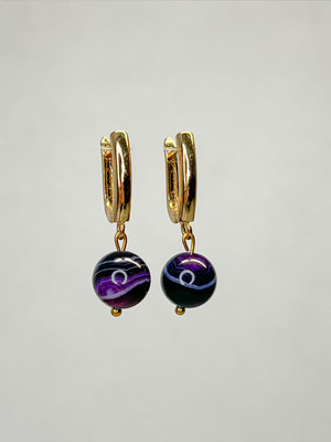 Серьги Wolves Агат Позолота 1753 (фиолетовый)