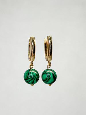 Серьги Wolves Малахит Позолота 1823