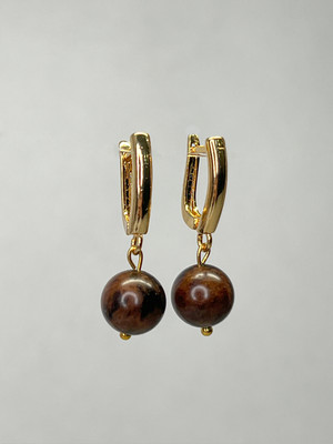 Серьги Wolves Обсидиан Позолота 1837