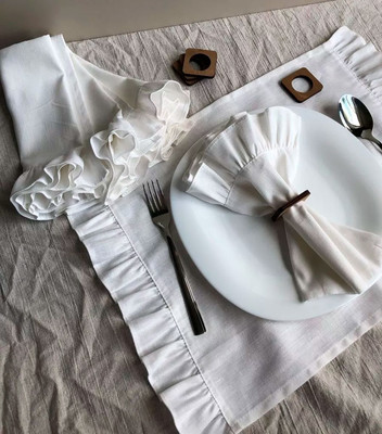 Сервировочная салфетка ОМурМебель 50x35см с рюшами + 5шт колец (5шт, белый)