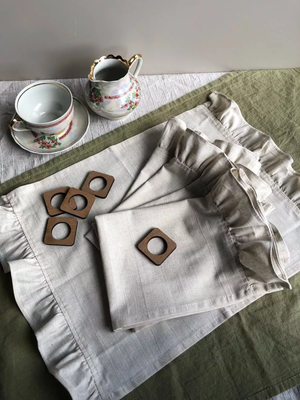 Сервировочная салфетка ОМурМебель 50x35см с рюшами + 5шт колец (5шт, серый)