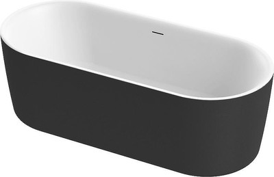 Ванна акриловая Cezares METAURO-CENTRAL-180-80-B-W-MATT-SET-2 (с экраном, с каркасом)