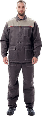 Комплект рабочей одежды УРСУС Дамаск КОС316-303 (темно-серый/светло-серый/красный, 64-66/182-188)
