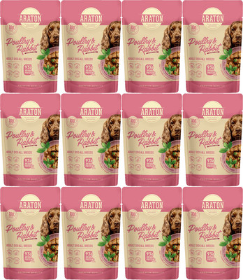 Влажный корм для собак Araton Adult Кусочки в соусе с мясом птицы и кроликом (12x85г)