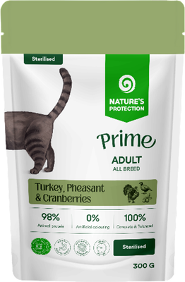 Влажный корм для кошек Nature's Protection NP Prime Sterilised Кусочки в соусе индейка/фазан/клюква (300г)