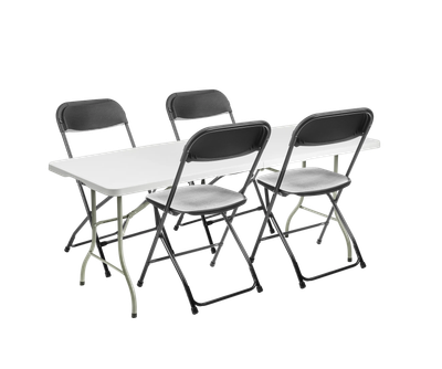 Комплект складной мебели Sundays Стол AC-Z180 180х74х74 + Стул AC-B53 (4шт, белый/черный, чемодан)