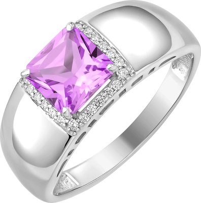Кольцо из серебра 7 КАРАТ П1227-085СА (р.18, с аметистом и фианитами)