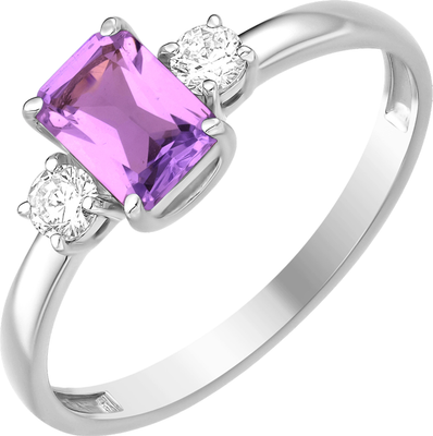 Кольцо из серебра 7 КАРАТ П1227-075СА (р.19.5, с аместистом и фианитами)